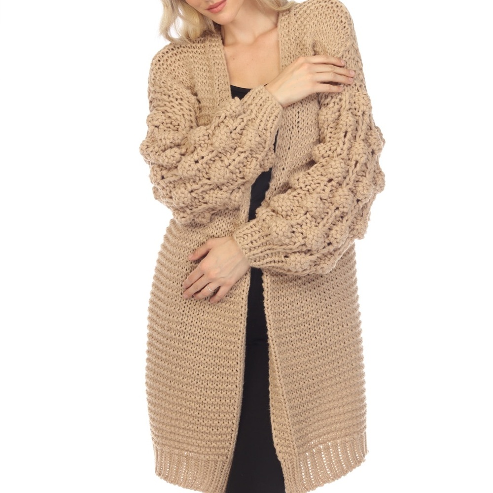 SIMPLY COUTURE open long chinky knit sweater cardigan / mustard yellow